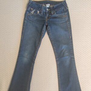 True Religion Jeans Womens 26 Regular Pockets Blue Denim Wide Leg